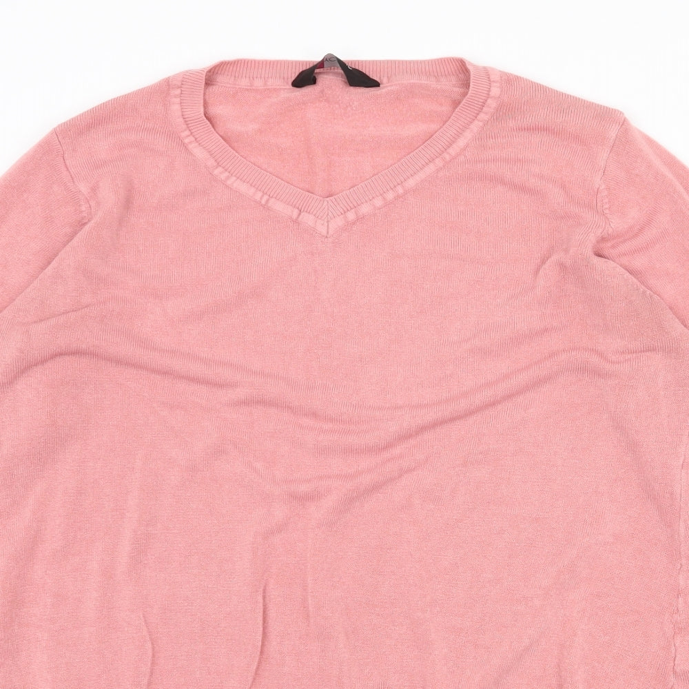 Love Yours Womens Pink V-Neck Acrylic Pullover Jumper Size 16