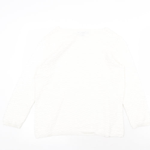 Bonmarché Womens White Round Neck Polyester Pullover Jumper Size 10