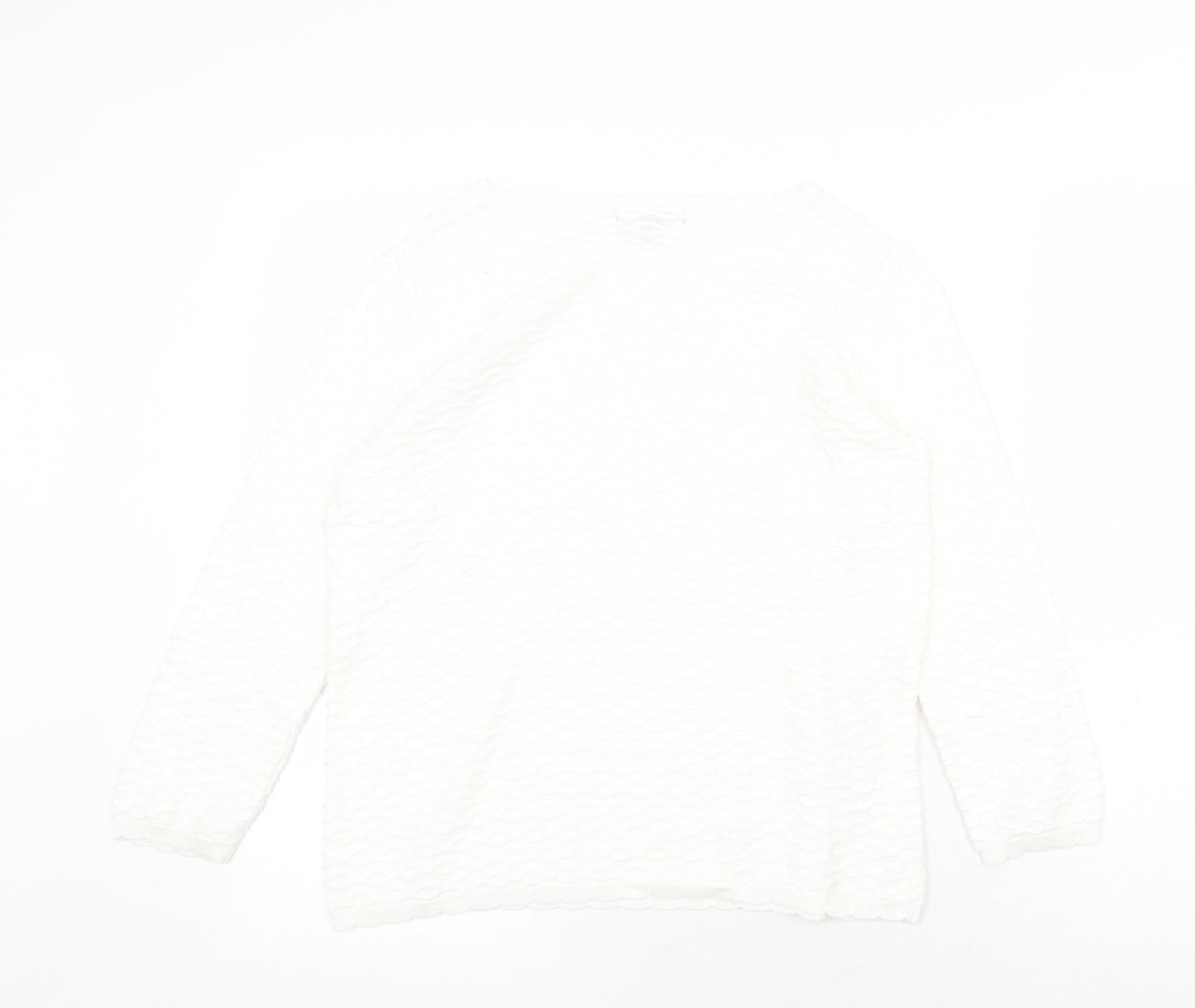Bonmarché Womens White Round Neck Polyester Pullover Jumper Size 10