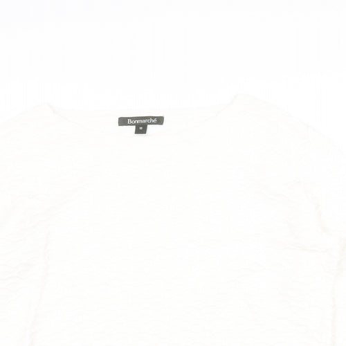 Bonmarché Womens White Round Neck Polyester Pullover Jumper Size 10