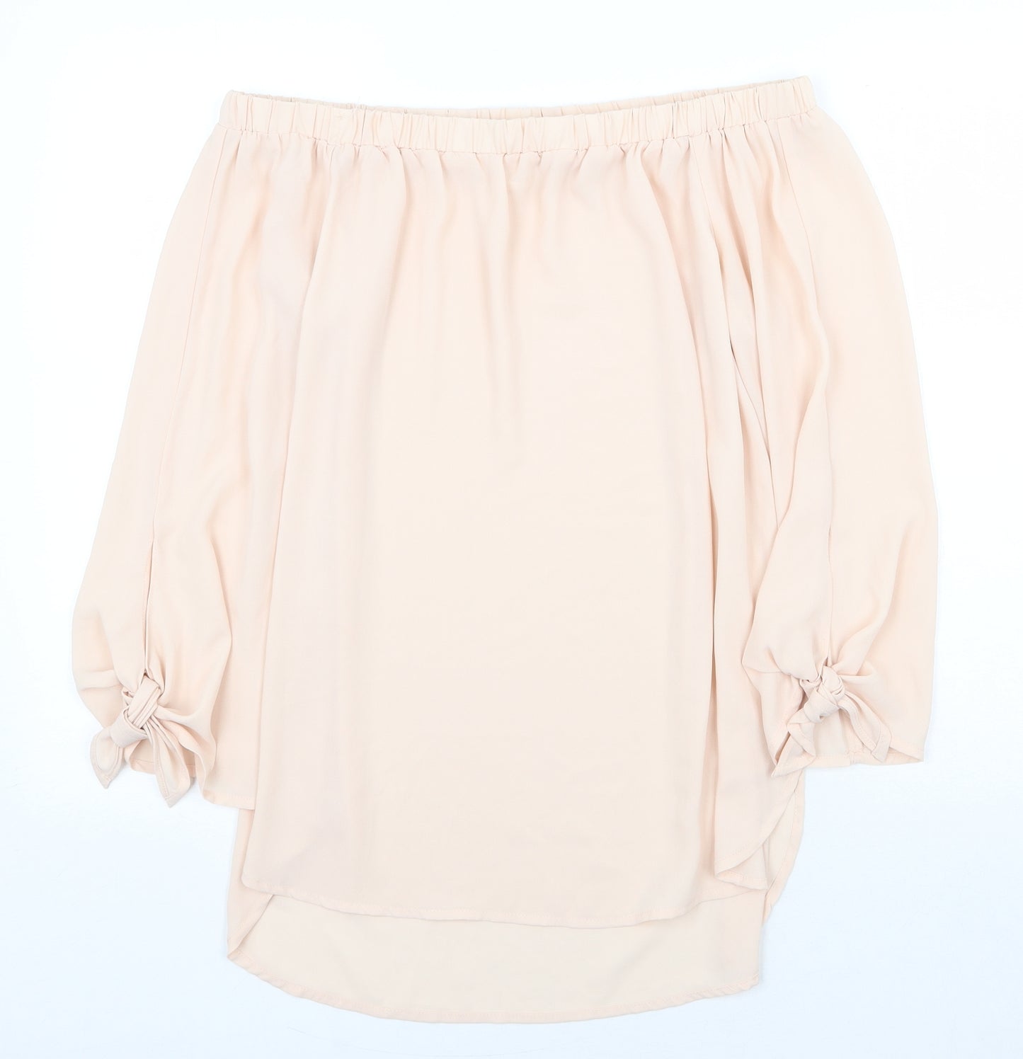 Tacera Womens Pink Polyester Basic Blouse Size M Off the Shoulder - Sleeve Tie Bardot