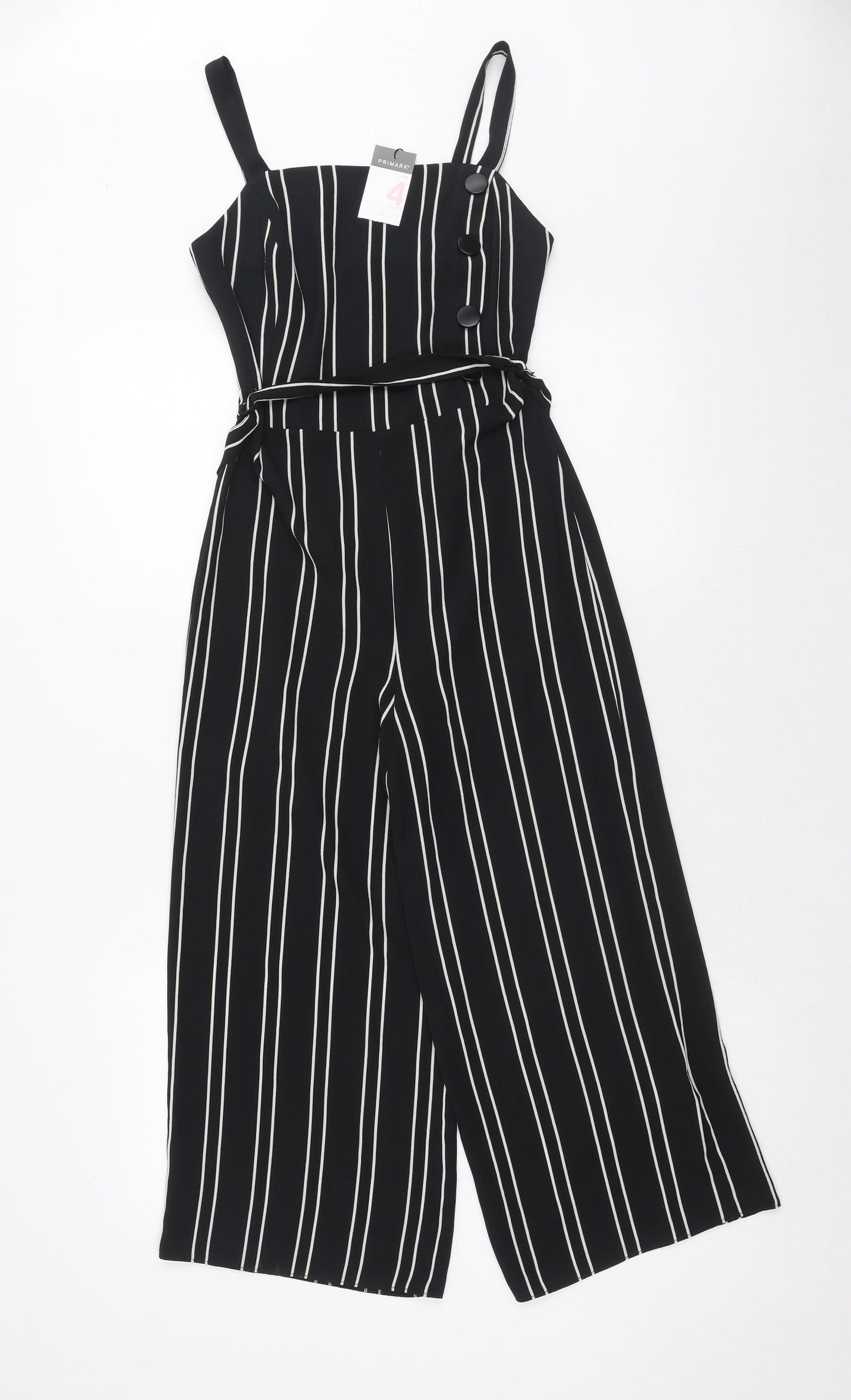 Primark Womens Black Striped Polyester Jumpsuit One-Piece Size 4XL Zip