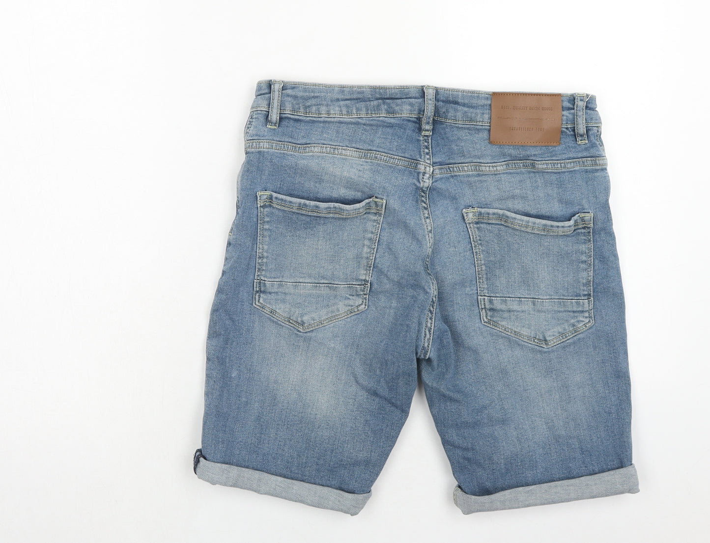 Denim & Co. Mens Blue Cotton Biker Shorts Size 32 in Regular Button