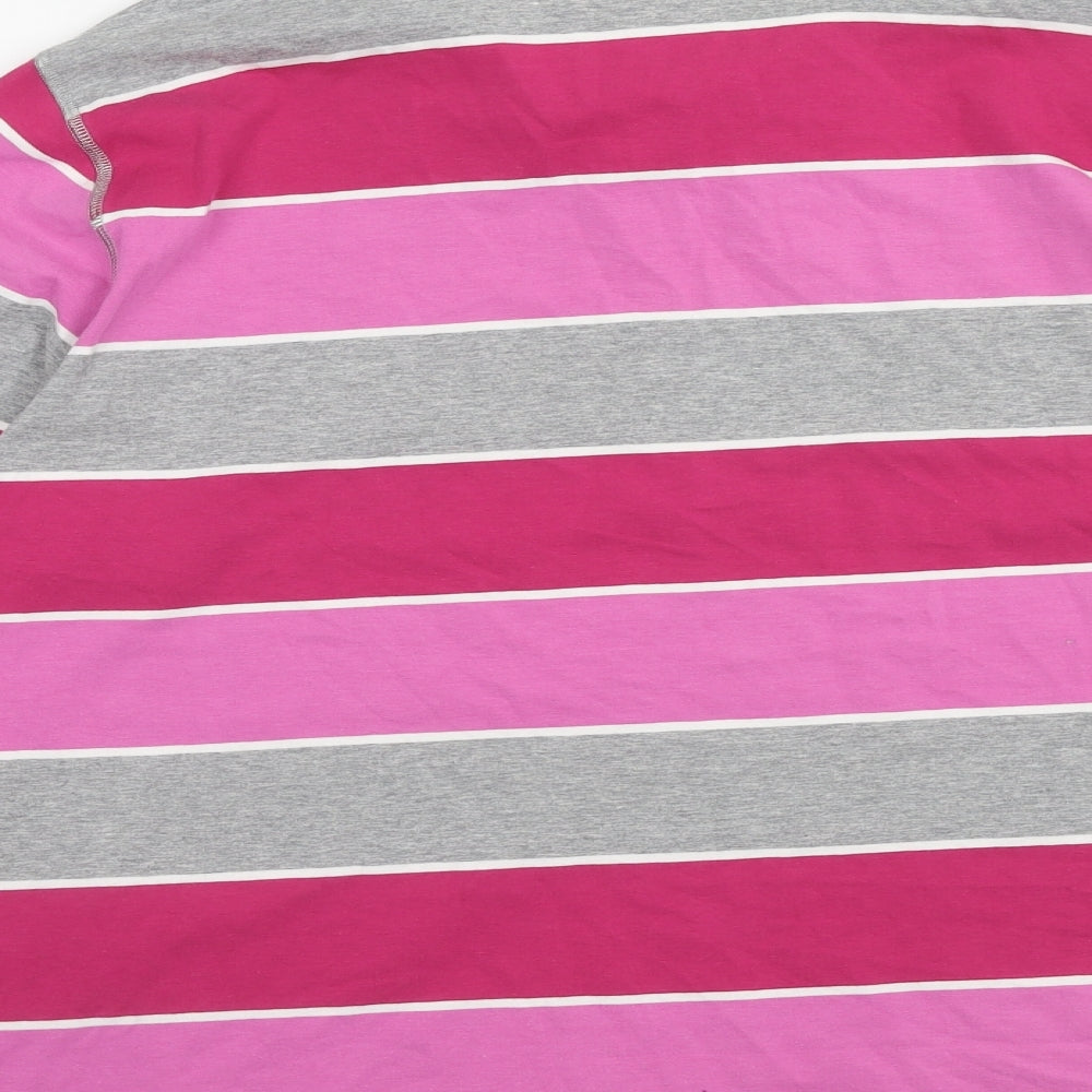 Preworn Womens Pink Striped Cotton Basic Polo Size 22 Collared
