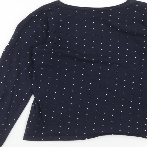 Primark Girls Blue Polka Dot Cotton Basic Blouse Size 8-9 Years Boat Neck Pullover - Love Smile Shine