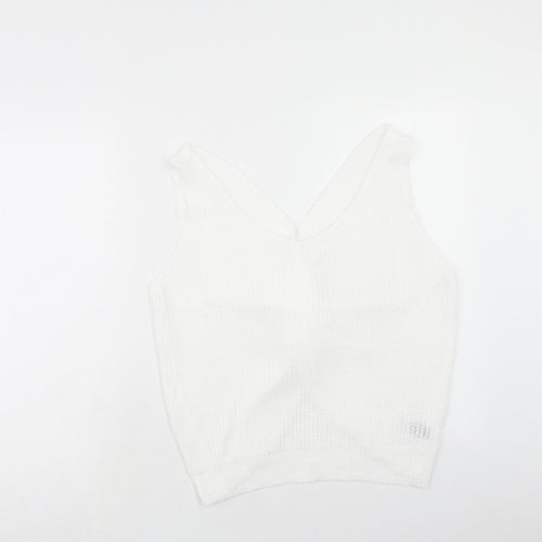 SheIn Womens White Acrylic Basic Tank Size XL V-Neck