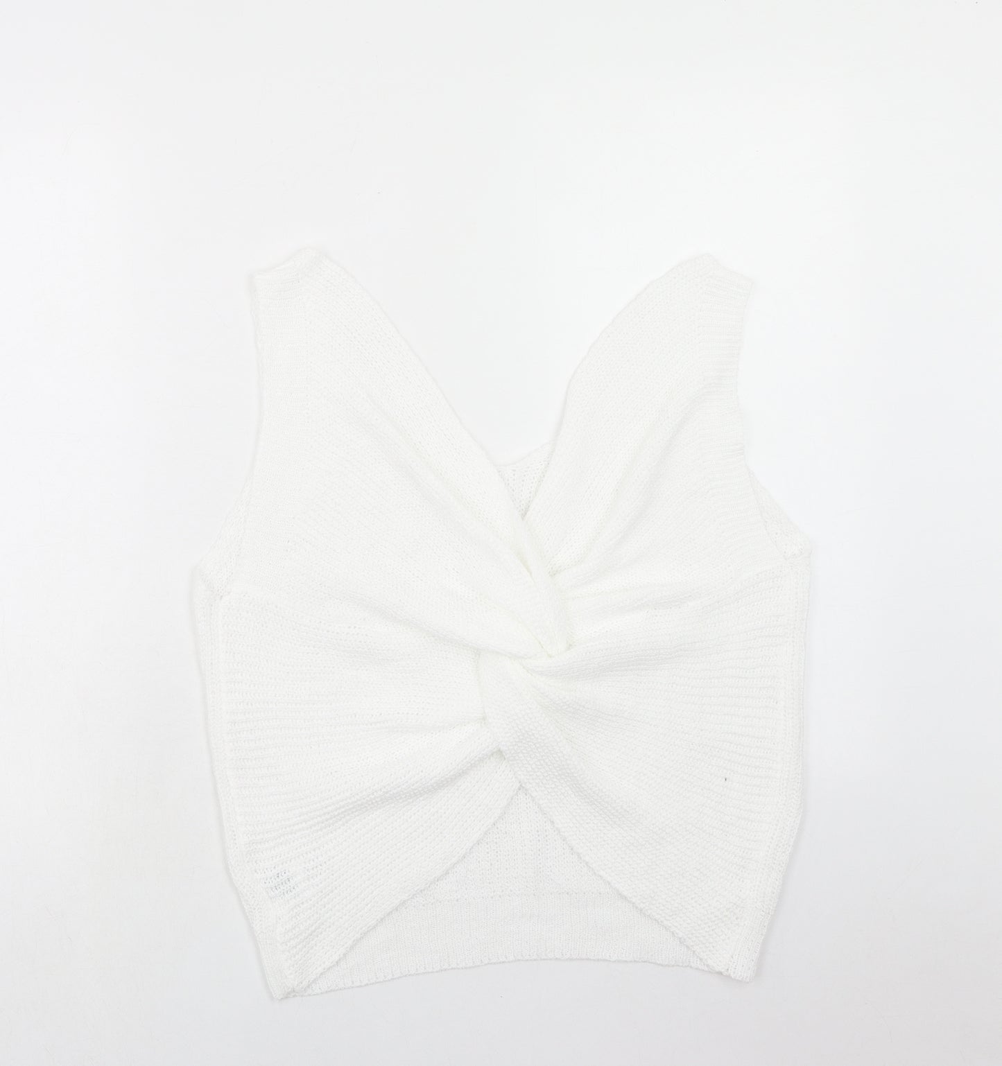 SheIn Womens White Acrylic Basic Tank Size XL V-Neck