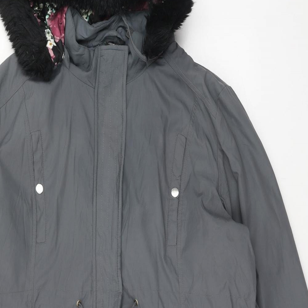 Finesse Womens Grey Parka Jacket Size 24 Zip