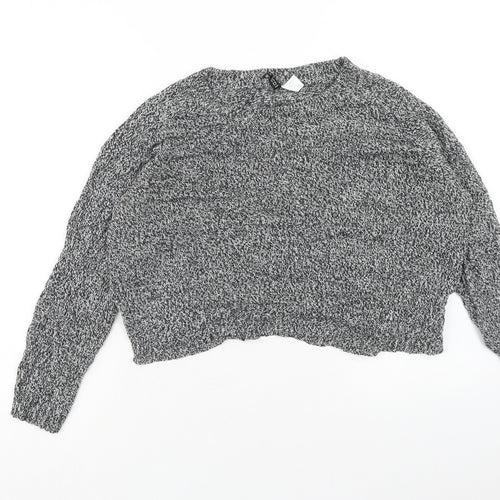H&M Womens Grey Round Neck Acrylic Pullover Jumper Size M