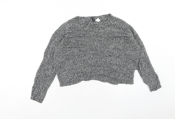 H&M Womens Grey Round Neck Acrylic Pullover Jumper Size M