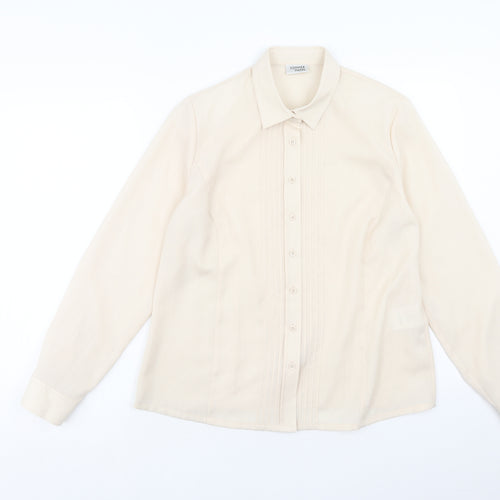 Sommer Mann Womens Beige Polyester Basic Button-Up Size 16 Collared
