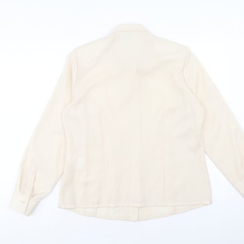 Sommer Mann Womens Beige Polyester Basic Button-Up Size 16 Collared