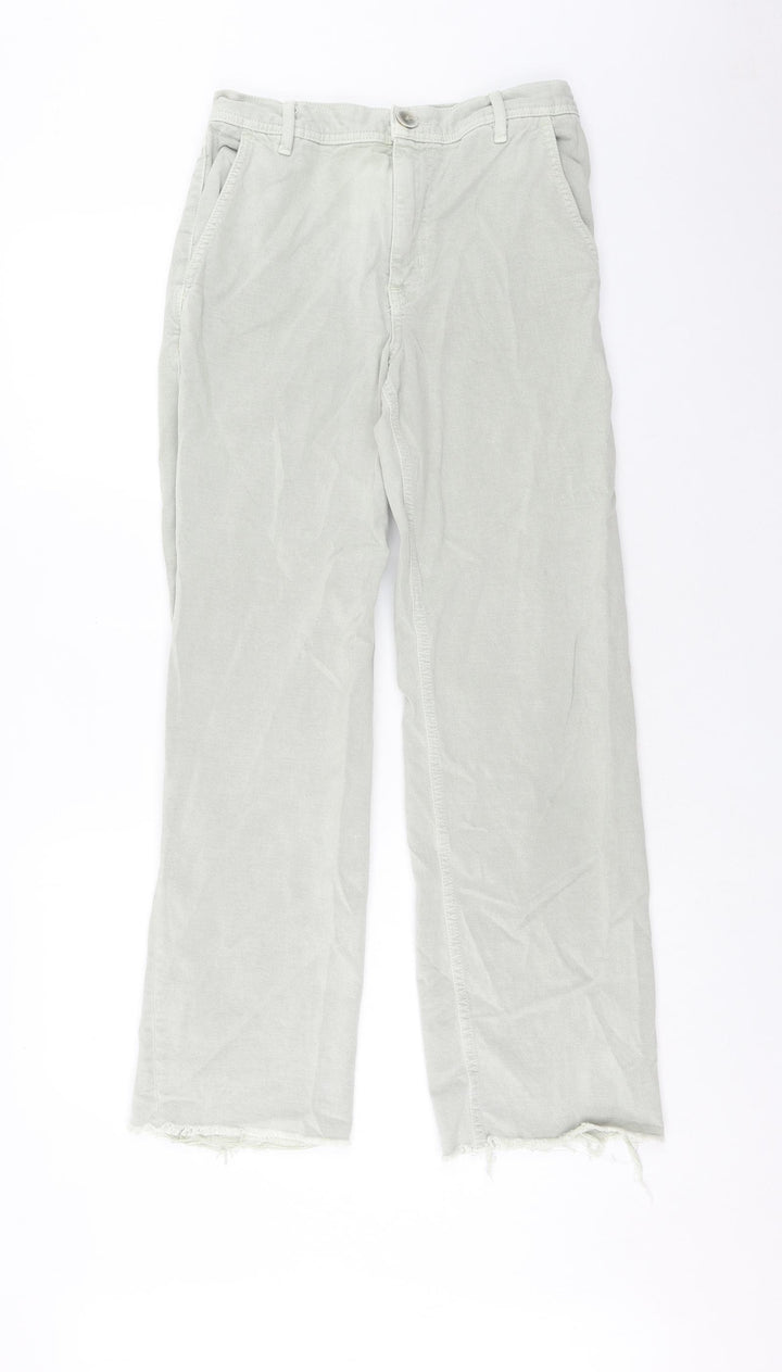 Zara Womens Green Cotton Straight Jeans Size S Regular Zip