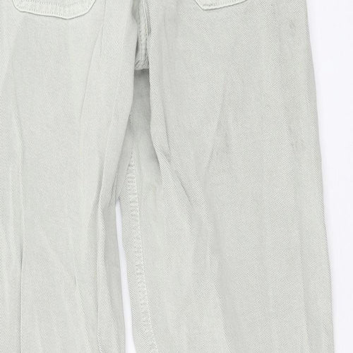Zara Womens Green Cotton Straight Jeans Size S Regular Zip