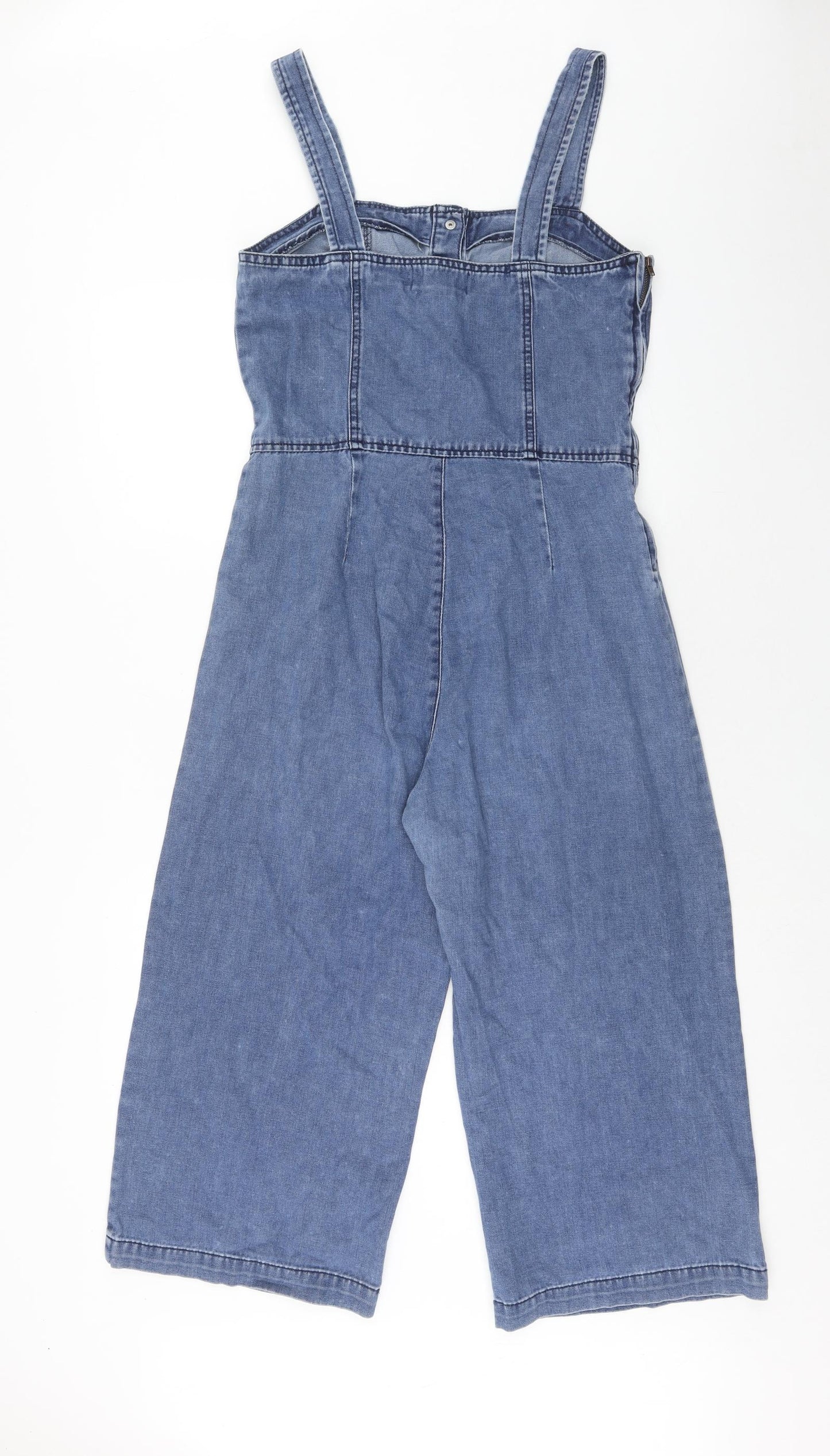 New Look Womens Blue Cotton Jumpsuit One-Piece Size 10 Zip