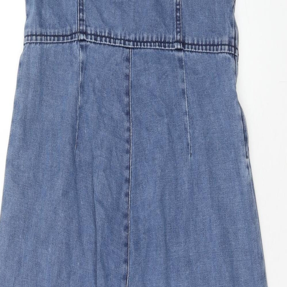 New Look Womens Blue Cotton Jumpsuit One-Piece Size 10 Zip