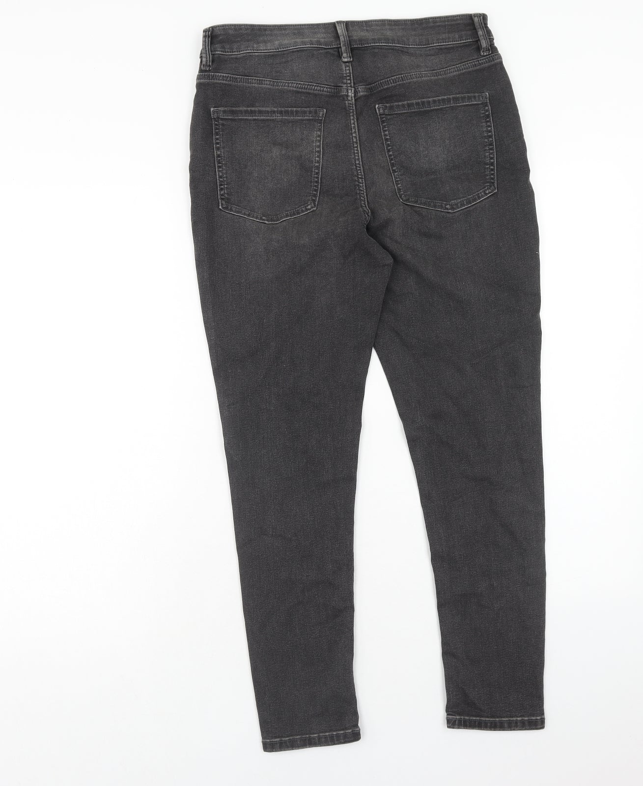 Marks and Spencer Womens Grey Cotton Skinny Jeans Size 12 Regular Zip