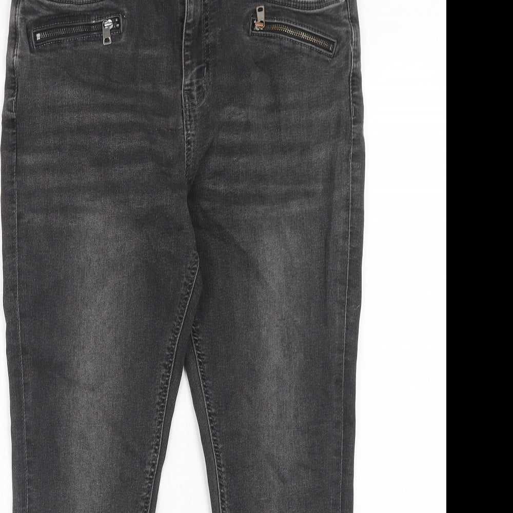 Marks and Spencer Womens Grey Cotton Skinny Jeans Size 12 Regular Zip