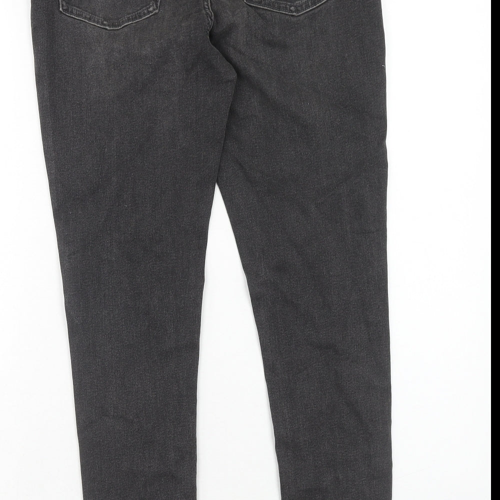 Marks and Spencer Womens Grey Cotton Skinny Jeans Size 12 Regular Zip