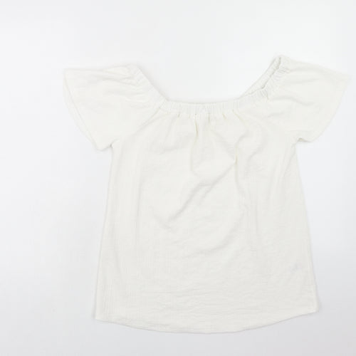 Papaya Womens White Polyester Basic T-Shirt Size 8 Square Neck