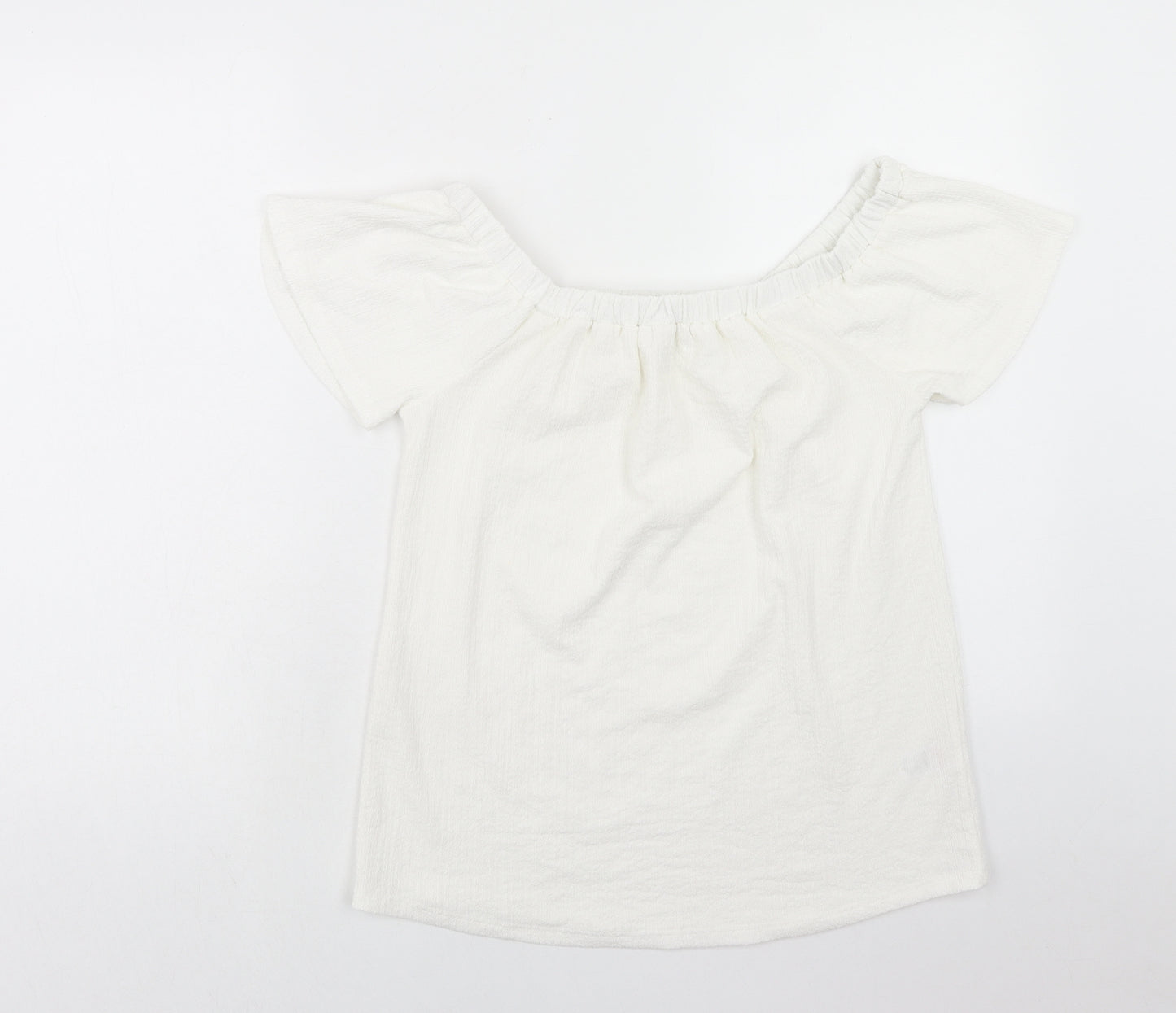 Papaya Womens White Polyester Basic T-Shirt Size 8 Square Neck