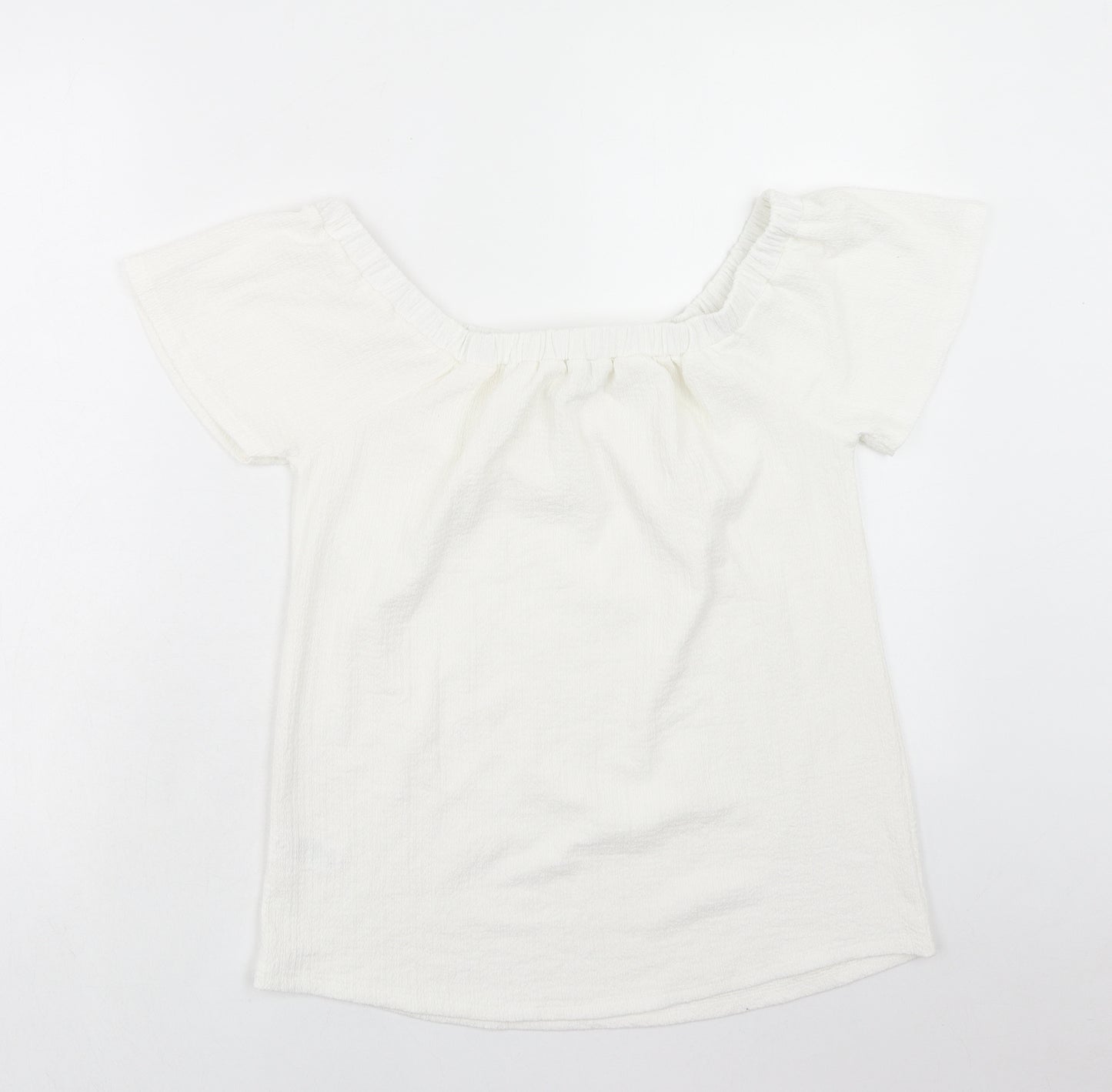 Papaya Womens White Polyester Basic T-Shirt Size 8 Square Neck