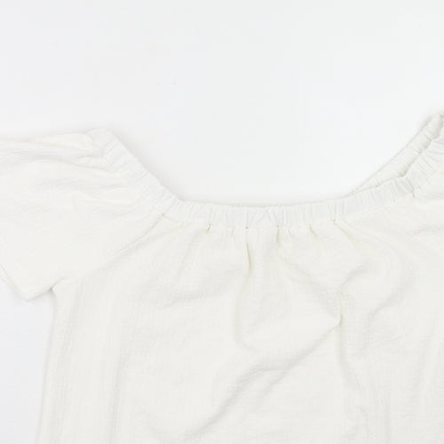 Papaya Womens White Polyester Basic T-Shirt Size 8 Square Neck