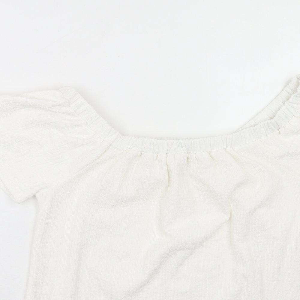 Papaya Womens White Polyester Basic T-Shirt Size 8 Square Neck