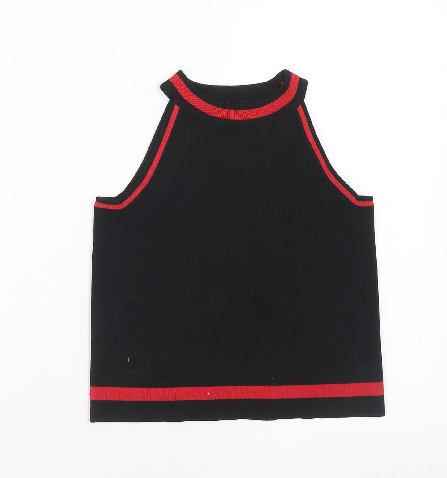Luc-Ce Womens Black Acrylic Cropped Tank Size M Round Neck