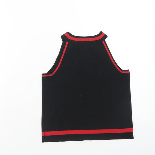 Luc-Ce Womens Black Acrylic Cropped Tank Size M Round Neck