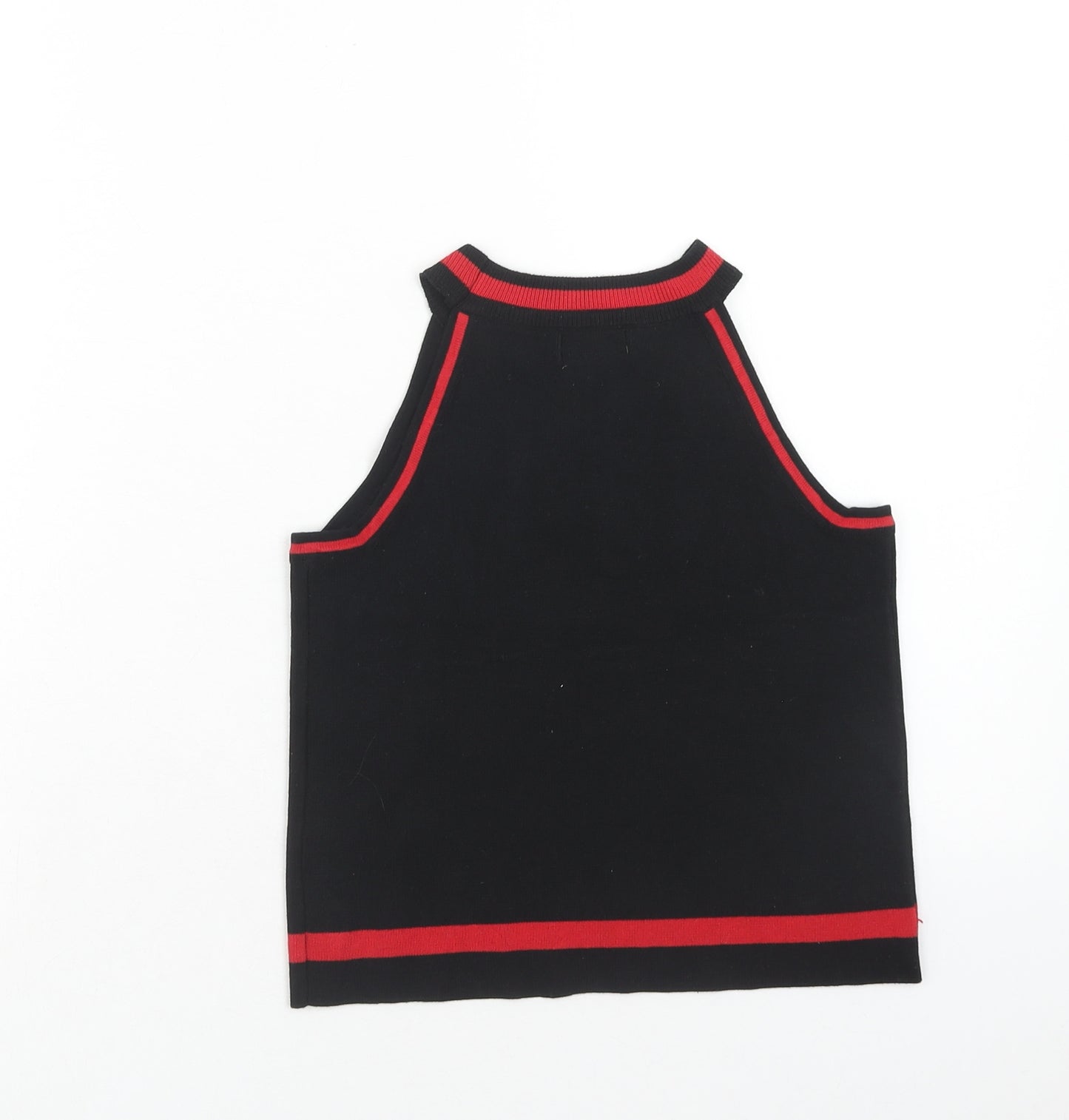 Luc-Ce Womens Black Acrylic Cropped Tank Size M Round Neck