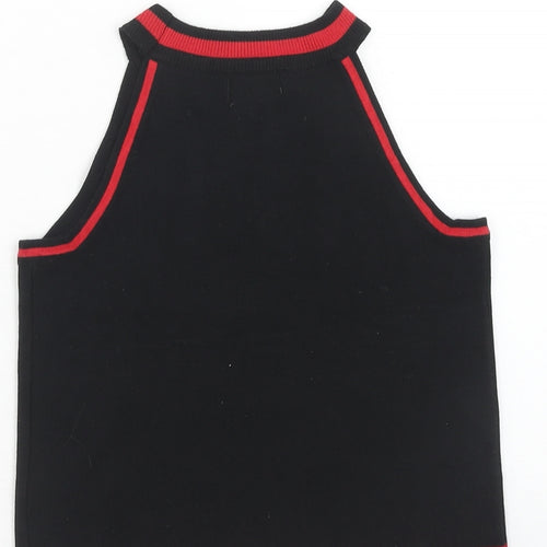 Luc-Ce Womens Black Acrylic Cropped Tank Size M Round Neck