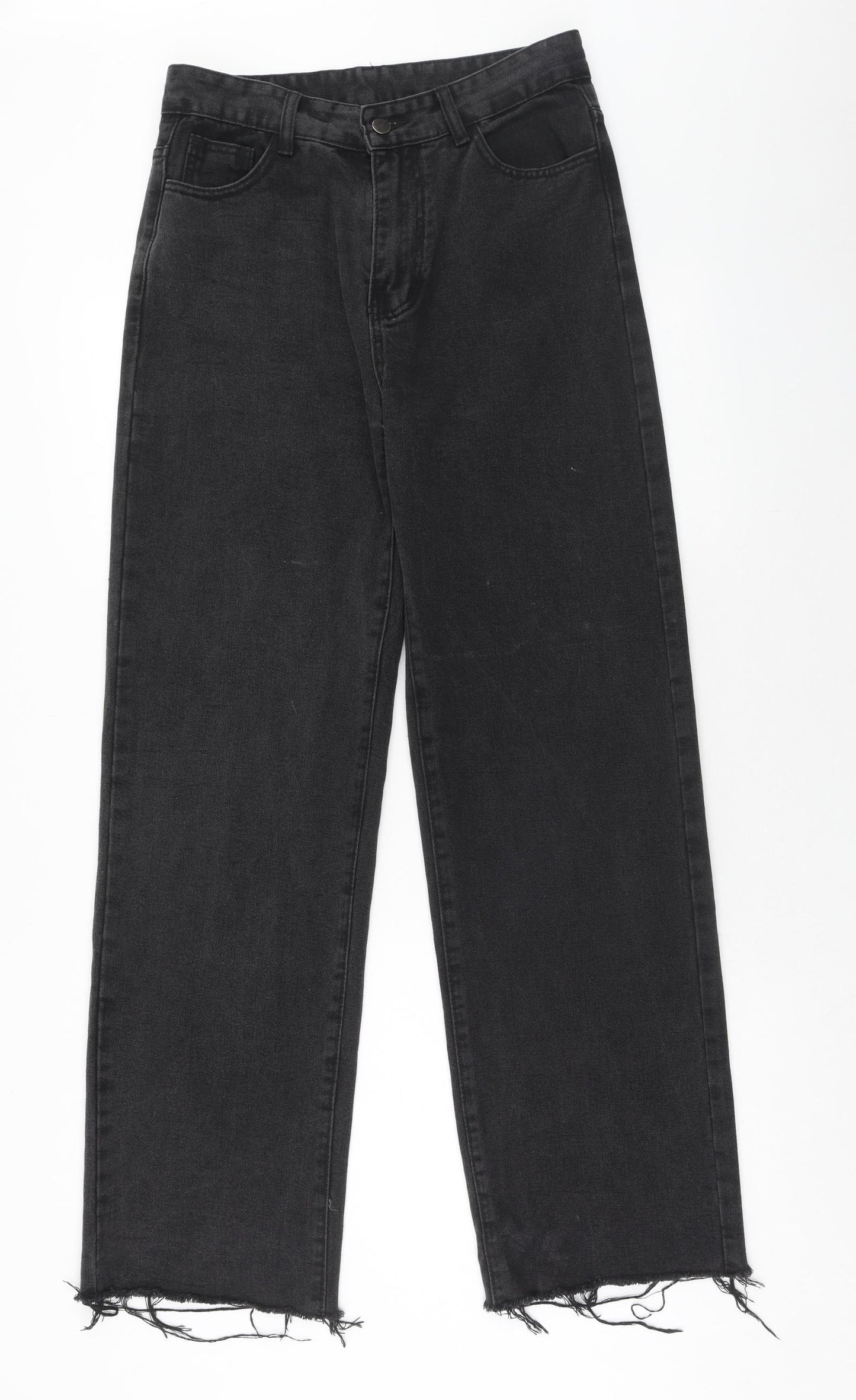 SheIn Womens Black Cotton Straight Jeans Size M Regular Zip