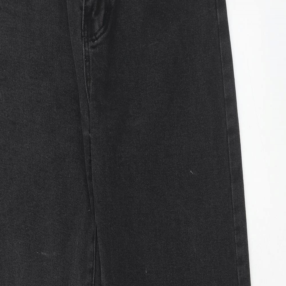 SheIn Womens Black Cotton Straight Jeans Size M Regular Zip