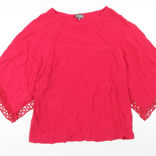 Phase Eight Womens Pink Viscose Basic Blouse Size 10 Boat Neck - Angel Sleeve