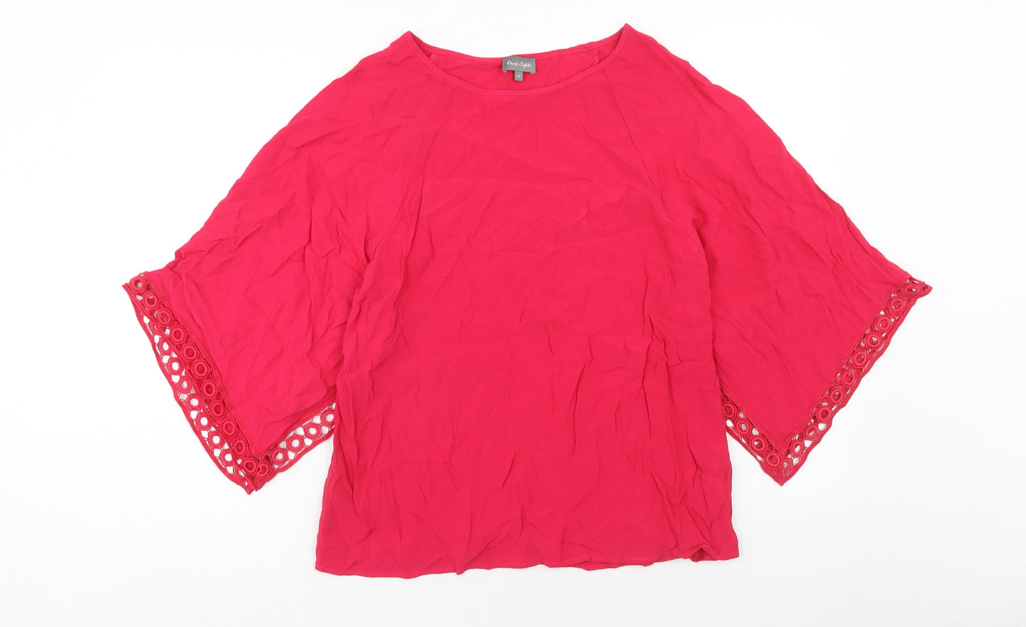 Phase Eight Womens Pink Viscose Basic Blouse Size 10 Boat Neck - Angel Sleeve