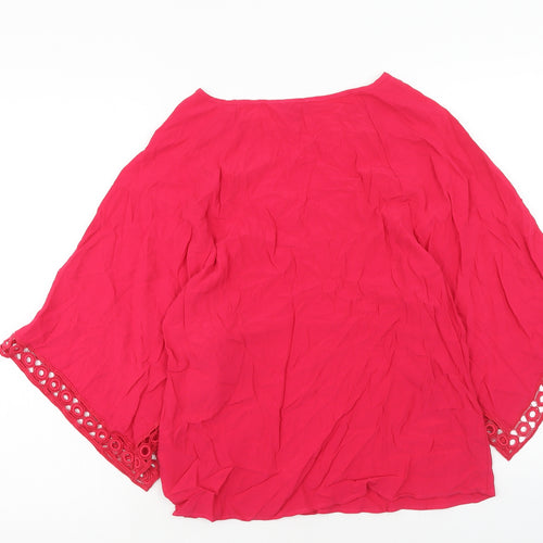 Phase Eight Womens Pink Viscose Basic Blouse Size 10 Boat Neck - Angel Sleeve