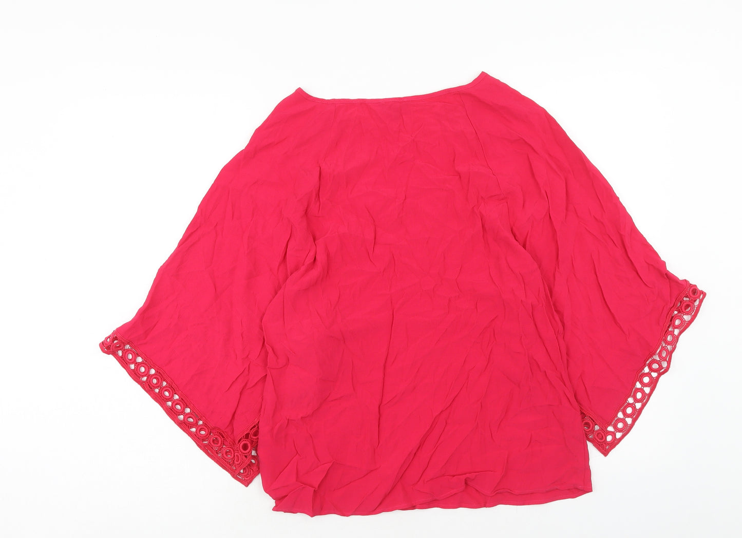 Phase Eight Womens Pink Viscose Basic Blouse Size 10 Boat Neck - Angel Sleeve
