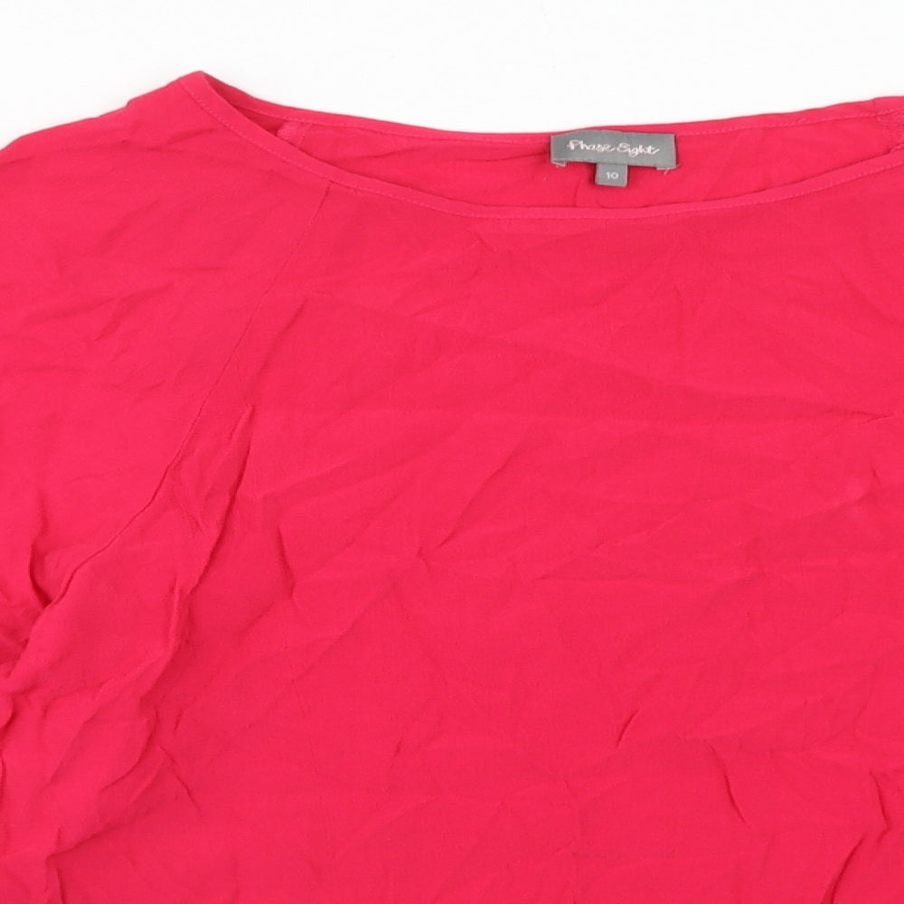 Phase Eight Womens Pink Viscose Basic Blouse Size 10 Boat Neck - Angel Sleeve