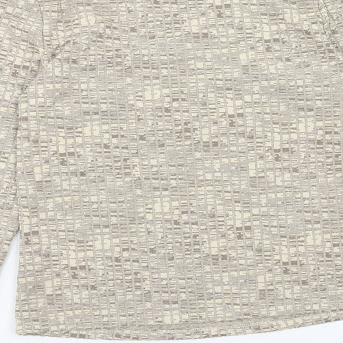 H&M Womens Brown Geometric Polyester Basic Blouse Size M Scoop Neck