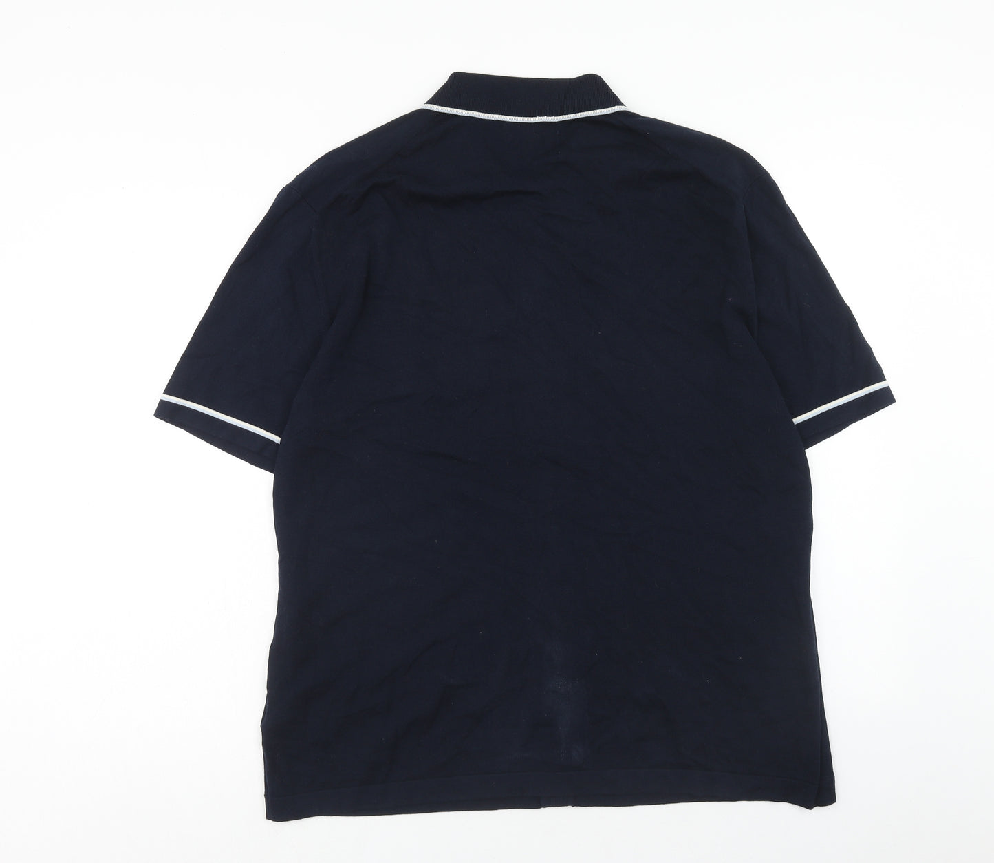 Marks and Spencer Mens Blue Cotton Polo Size XL Collared Button