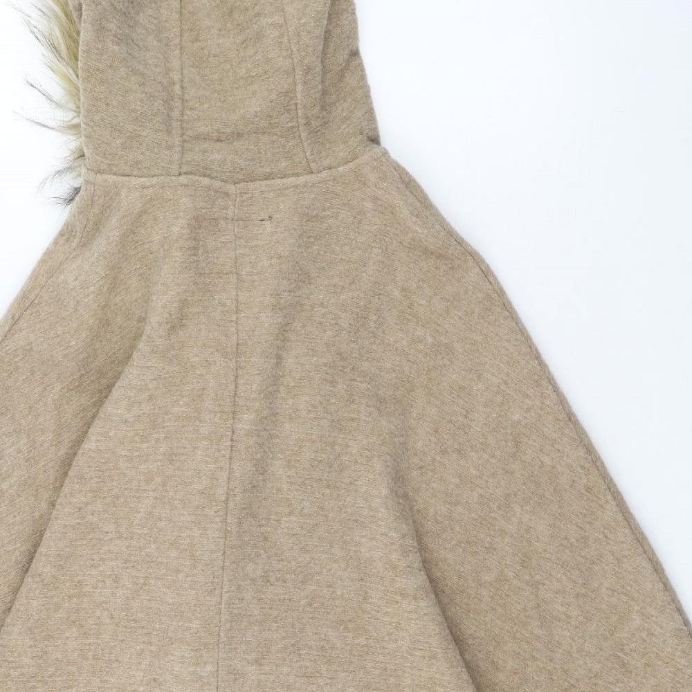 River Island Womens Brown Round Neck Acrylic Cape Jumper Size 10