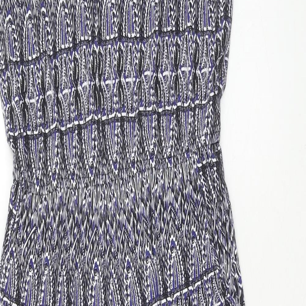 Together Womens Blue Geometric Viscose Jumpsuit One-Piece Size 10 Button