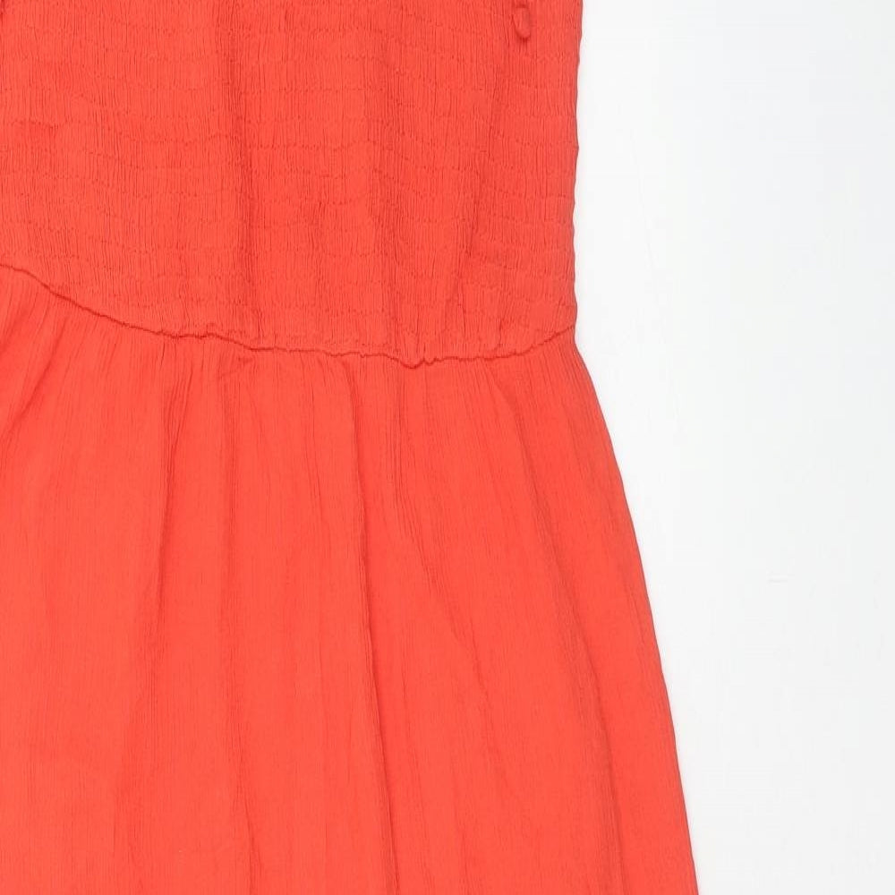 Primark Womens Orange Viscose Slip Dress Size 16 Scoop Neck Pullover - Tiered