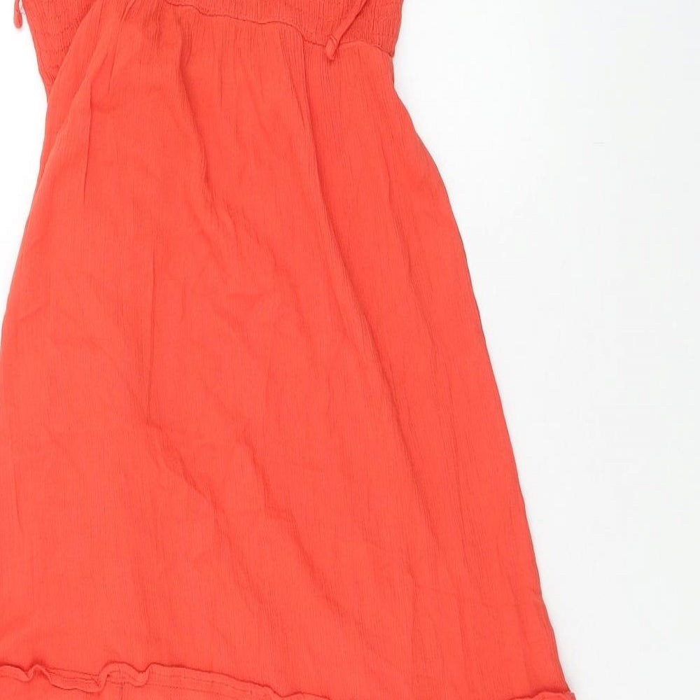 Primark Womens Orange Viscose Slip Dress Size 16 Scoop Neck Pullover - Tiered