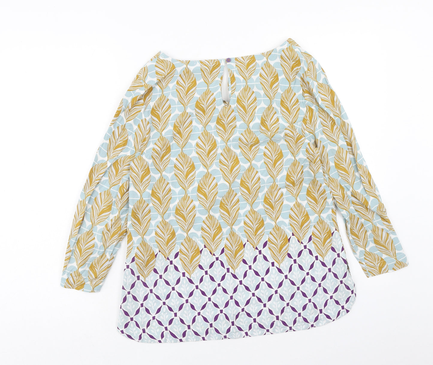 White Stuff Womens Multicoloured Geometric Viscose Basic Blouse Size 8 V-Neck