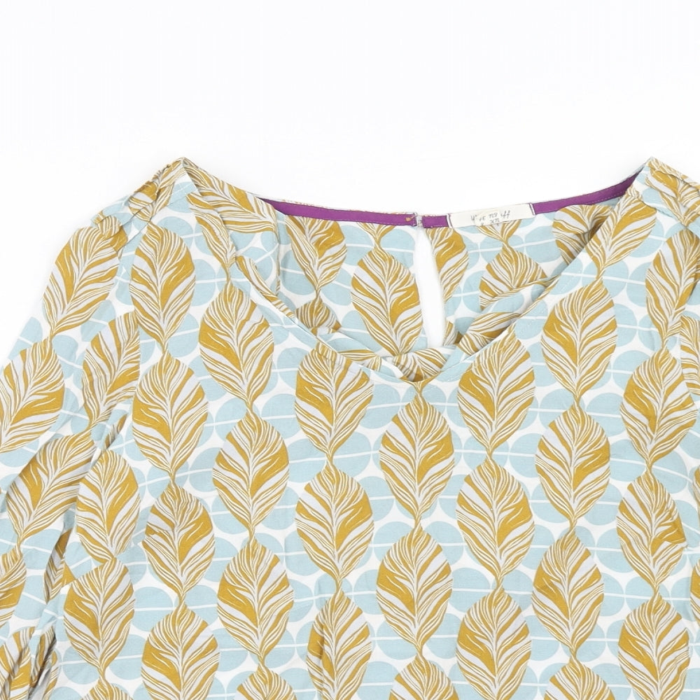 White Stuff Womens Multicoloured Geometric Viscose Basic Blouse Size 8 V-Neck