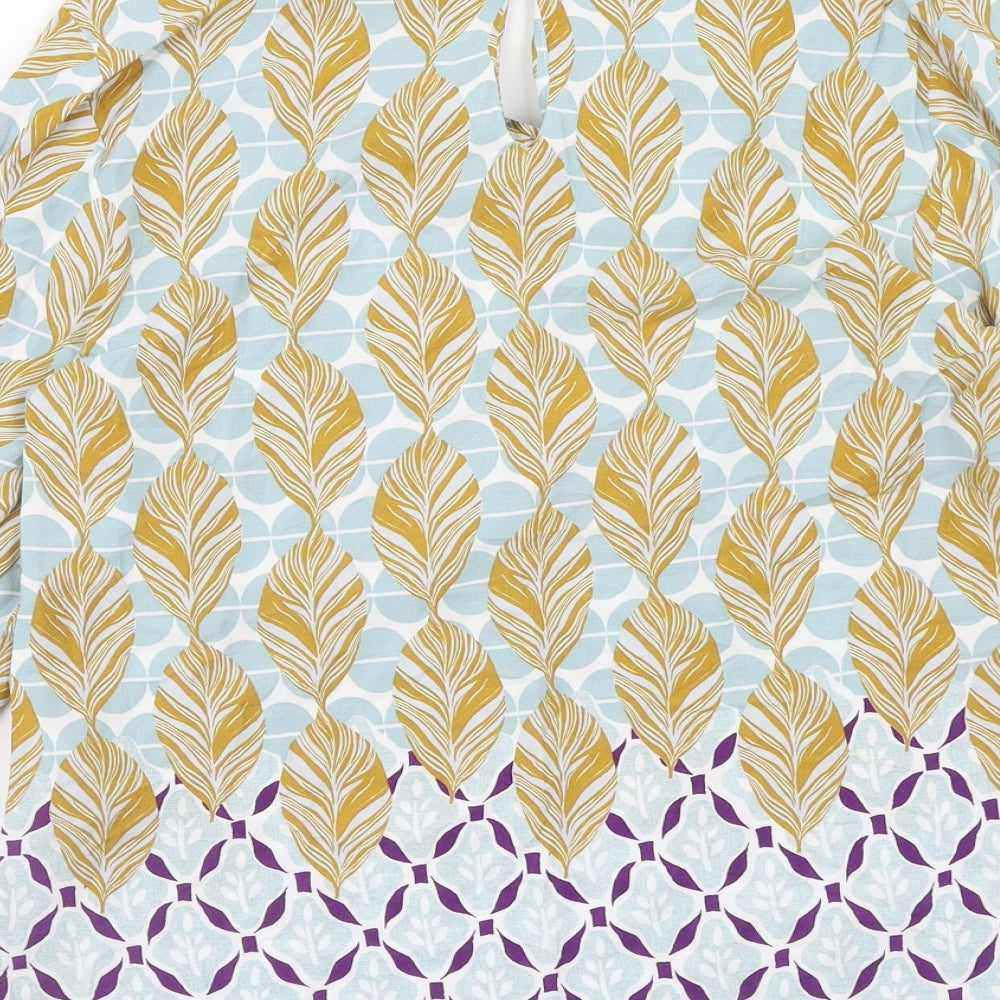 White Stuff Womens Multicoloured Geometric Viscose Basic Blouse Size 8 V-Neck