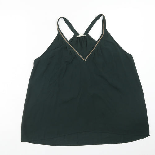 H&M Womens Green Polyester Basic Tank Size 8 V-Neck