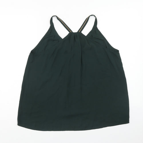 H&M Womens Green Polyester Basic Tank Size 8 V-Neck